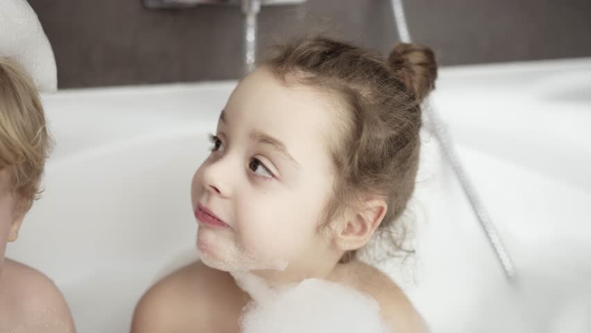 cutebaby child girl taking bath