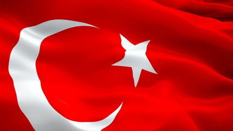 Turkish flag Closeup 1080p Full HD 1920X1080 footage video waving in wind. National Istambul 3d Turkish flag waving. Sign of Turkey seamless loop animation.Turkish flag HD resolution Background 1080p
