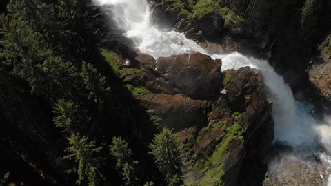 Krimml waterfalls from drone