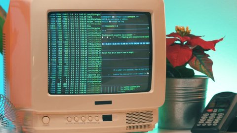 Hacking a vintage old vintage TV or computer monitor screen 80s 90s style.