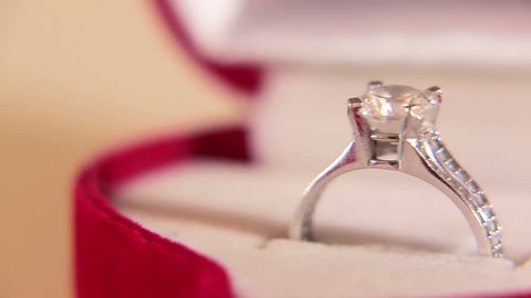 Diamond engagement ring in a box shaped heart - slider shoot