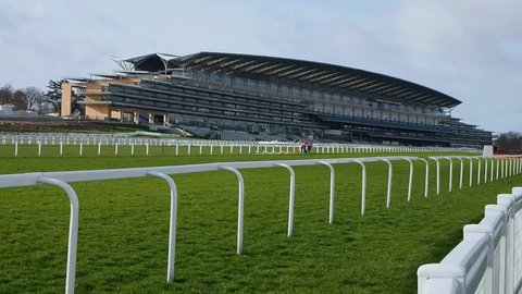 Ascot Racecourse, Ascot, Berkshire, England - February 2019 View of course and Grandstand