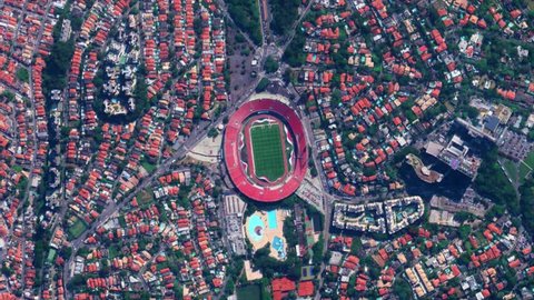 Sao Paulo - Brazil - February 2019: Earth Zoom from Morumbi Stadium
