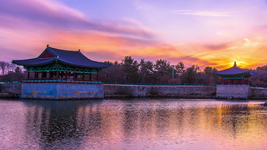 Time lapse Donggung Palace and Wolji Pond in Gyeongju seoul korea.