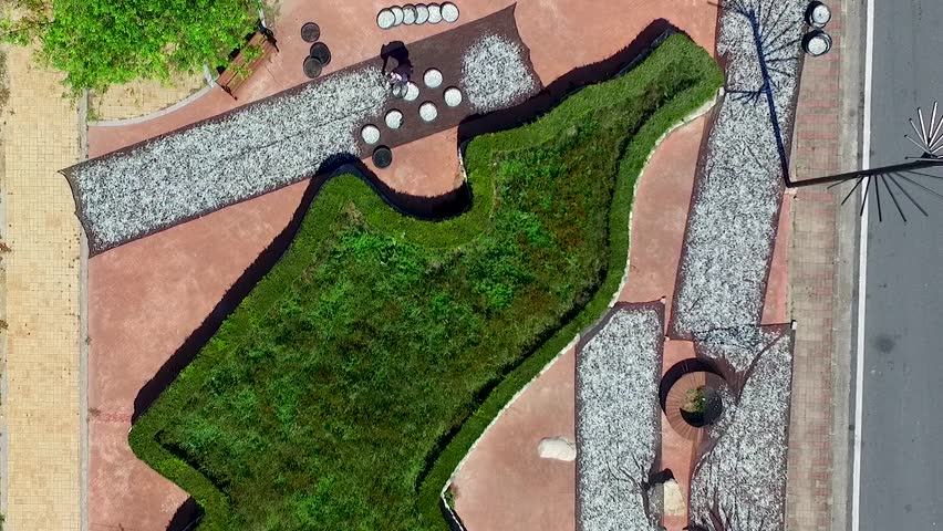 Korean Peninsula Topography Hanbando map in Ttangkkeut Village, Haenam, Jeollanamdo, South Korea, Asia. Ttangkkeut means the end of the land.