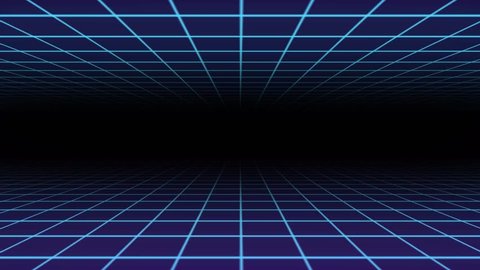 Set of 6 Retro 80s Background Animation Loops Featuring Blue Neon Grids and Lines.