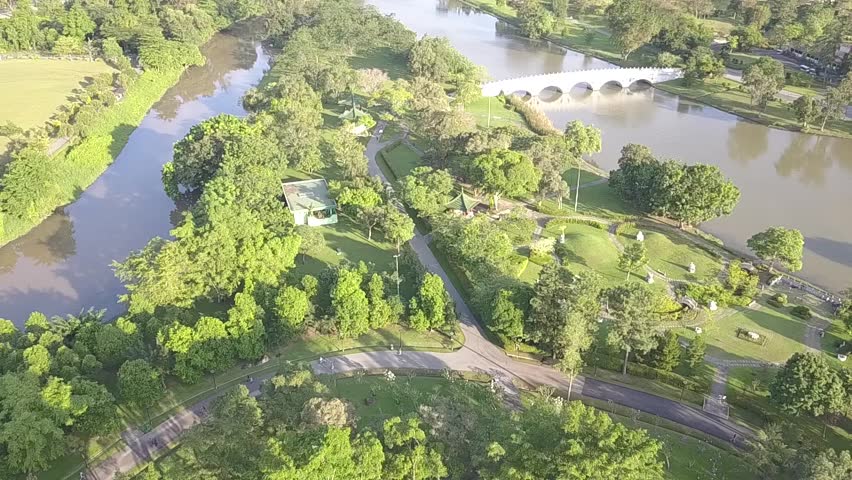 Aerial shot of Singapore jurong east Chinese garden