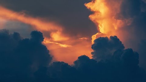 Epic storm tropical clouds at sunset. 4K UHD Timelapse.