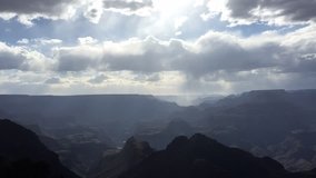 Time lapse of passing monsoon rain storm and clouds at the Desert View Watchtower, Grand Canyon National Park, Arizona