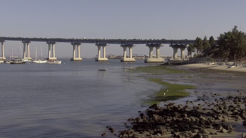 Low Angle Shot of Coronado Bay Bridge San Diego California. 