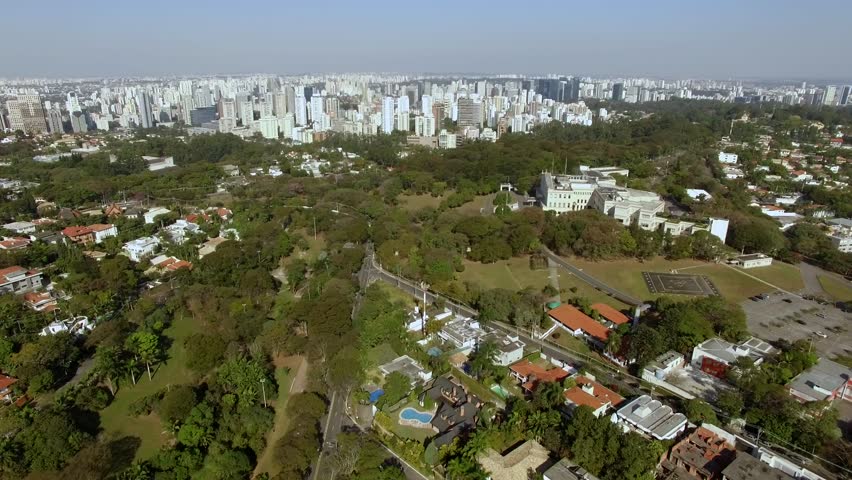 Aerial view of Sao Paulo city, Sao Paulo state, Morumbi neighborhood, Brazil South America. 