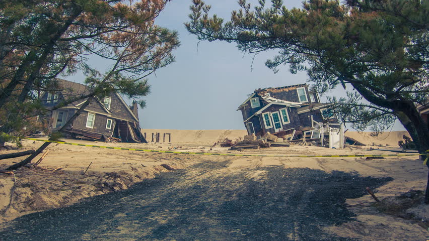 Massive destruction to personal homes after Super storm hurricane Sandy devastated coastal towns.