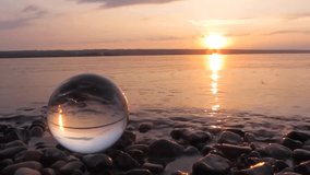 Stock Video Footage Glass Ball By The Shore