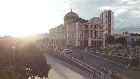 Teatro Amazonas in Manaus at sunset from top view 2
