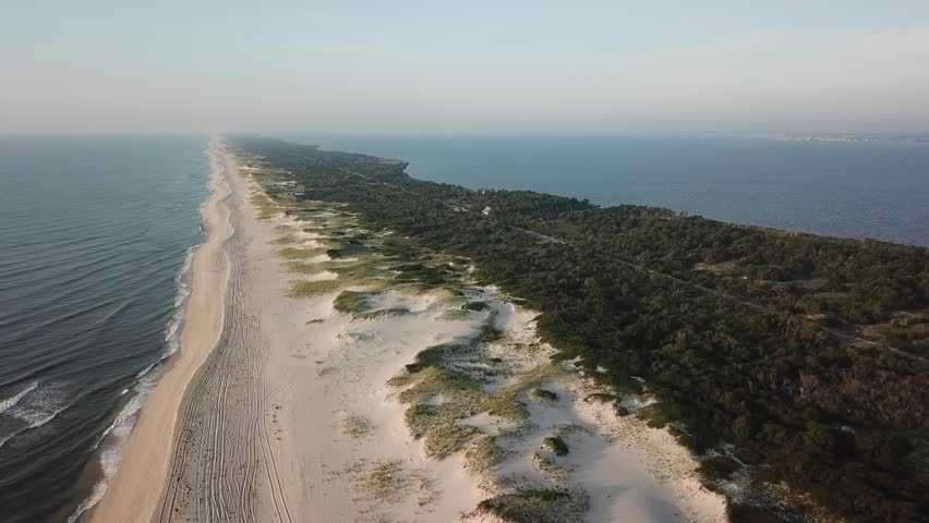 Overhead aerial view of Island Beach State Park