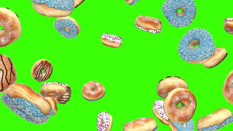 3d Rain Glazed Donuts Falling On Stock Footage Video (100% Royalty-free