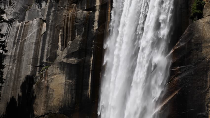 Seamlessly looping footage features whitewater plunging over Vernal Falls, one of America’s tallest waterfalls, in California’s Yosemite National Park.