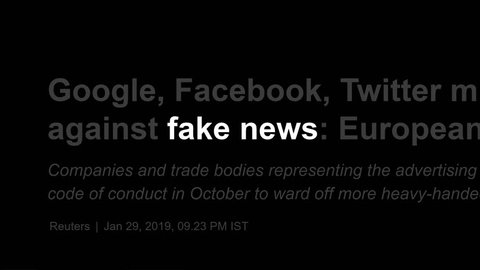 Cluj-Napoca, Romania - FEB 15, 2019: Zoom in - Fake News in the news titles across international media. Fake news concept. Fake news illustrative editorial