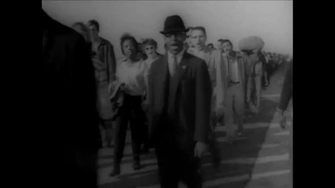 CIRCA 1965 - Excellent silent footage of the civil rights movement Selma-to-Montgomery march for African American equality and equal rights in the US.