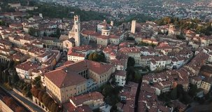 Bergamo City Aerial Drone Video Historical Italy Tuscany