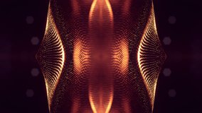 4k abstract looped backgrounds with luminous particles with depth of field. Science fiction background. Golden red dot structures 