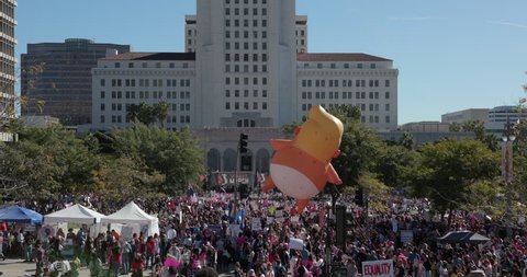 Los Angeles, CA / United States - January 19 2019: Women's March in Los Angeles, California.