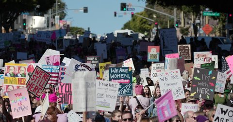 Los Angeles, CA / United States - January 19 2019: Women's March in Los Angeles, California.