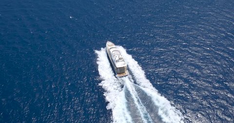 aerial shot luxury boat yatch