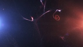 (4K 60fps) Loop sequence - 3D animated blue/orange galaxy dynamic wavy effect flow small 500k particles on a black background. For topics like VJ seamless loop, motion video screen, mapping show