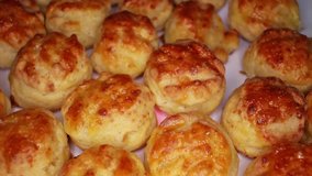 Home made scone scones rotating food texture pattern close up footage