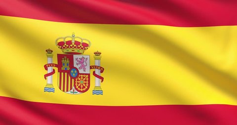 The flag of Spain. Waved highly detailed fabric texture.