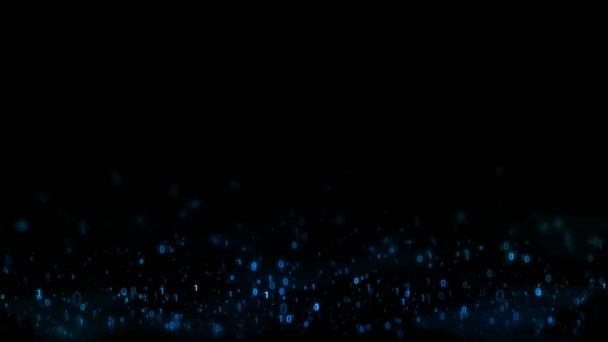 Loopable - 3D Rendering of seamless digital binary number floating endlessly from bottom with large copy space area for your conent. For Hi Tech, Big data visualization, Deep machine learning