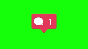 Pink Comment Icon On Green Chroma Key Background. Comment Counting for Social Media 1-100K Comments. 4K video.