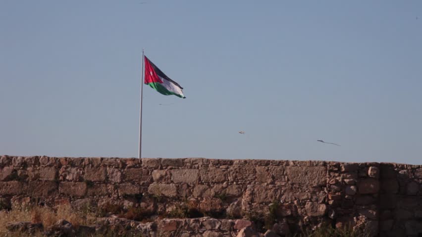 Jordan flag and kites flying over the city/Amman,JORDAN Royalty-Free Stock Footage #1024281629