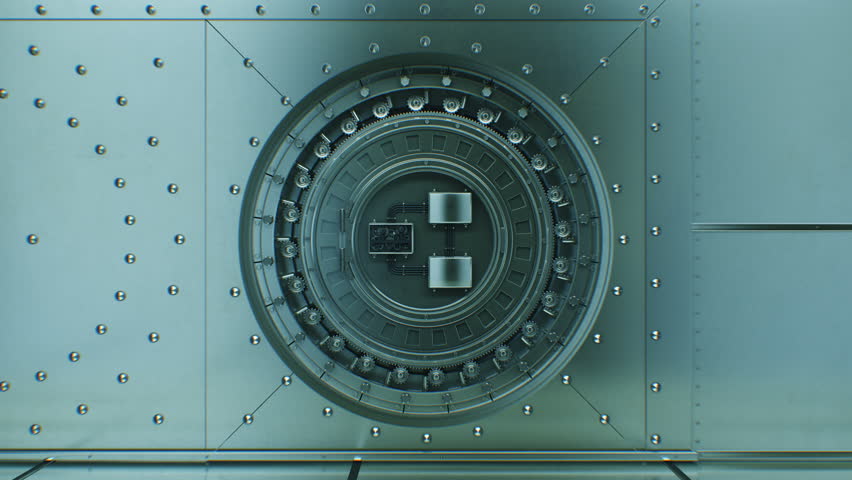 Round Vault Metal Door Opening Out Slow with Lock Mechanism Turning. Beautiful 3d Animation of Safe Door with Alpha Mask. Security Business and Technology Concept. 4k Ultra HD 3840x2160. Royalty-Free Stock Footage #1024291301