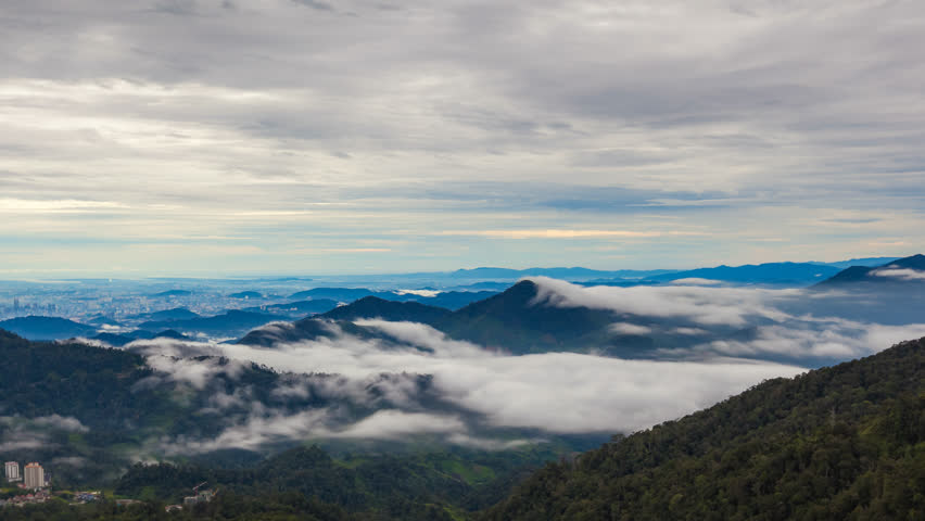 Beautiful View Of Fast Rolling Clouds Drifting Over mountains and hills. Soft Focus, Timelapse. Pahang, Malaysia. | Shutterstock HD Video #1024291460