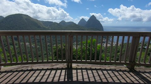 The Piton Mountains on the tropical Caribbean Island of St. Lucia.