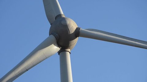 Closeup of rotating wind turbine