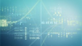 Stock market business data visualization, in a 3D space, showing pie charts, numbers and graphs in white and yellow on a blue background. Created in 4k. - Powered by Shutterstock - Get 15% off with code: PIKWIZARD15