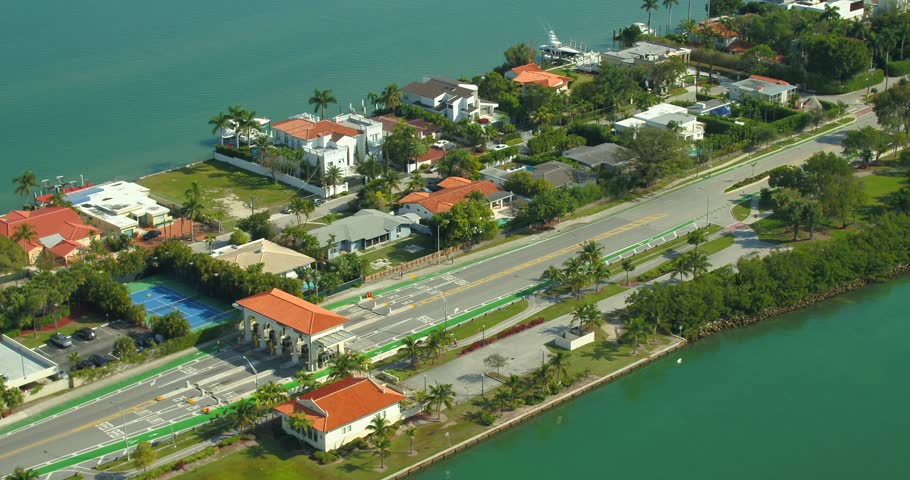 Aerial drone video Biscayne Island Miami FL 4k 60p