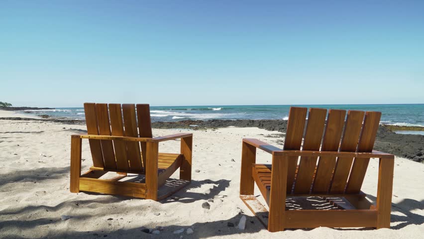 Empty Wooden Beach Chairs Facing Stock Footage Video 100 Royalty Free 1024325078 Shutterstock