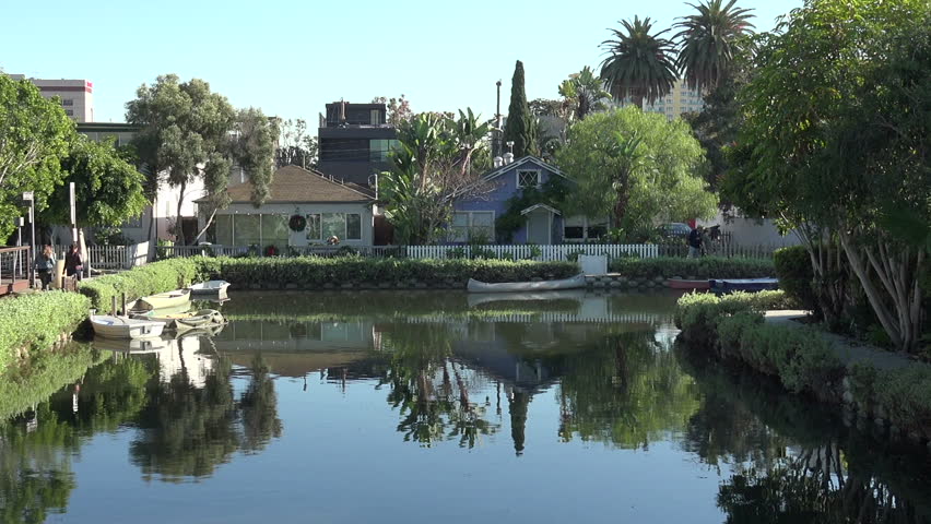 Reflections in the beautiful Venice Canals in Southern California