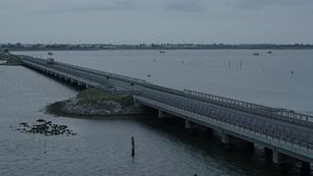Aerial footage drone view of Chioggia’s sea, port, in Chioggia Italy // no video editing