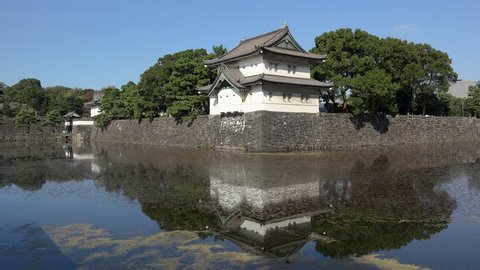 TOKYO, CHIYODA / JAPAN - NOVEMBER 10, 2018:
Imperial Palace moat with the Guard Tower and East Gate. 