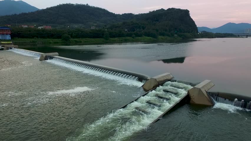 Aerial View of Miryang River, Gyeongnam, South Korea, Asia
