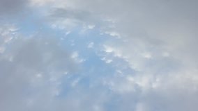 Nice time lapse aerial view clouds in horizon, beautiful clear skies, building, formating fluffy, puffy & soft. Real colors, not cg, fast motion, rotation after rain.  /UHD.