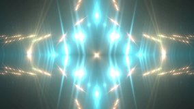 VJ Fractal neon kaleidoscopic background. Background neon motion with fractal design on black background. Disco spectrum lights concert spot bulb.