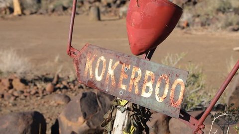Sign to Beautiful Quivertree Kokerboom Forest in Southern Namibia desert