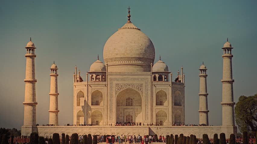Photo of Taj Mahal at Agra turn into ash.  Time lapse. 4K.