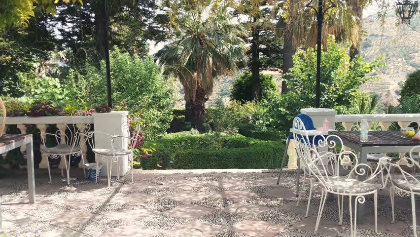 Entering the beautiful Spanish garden.